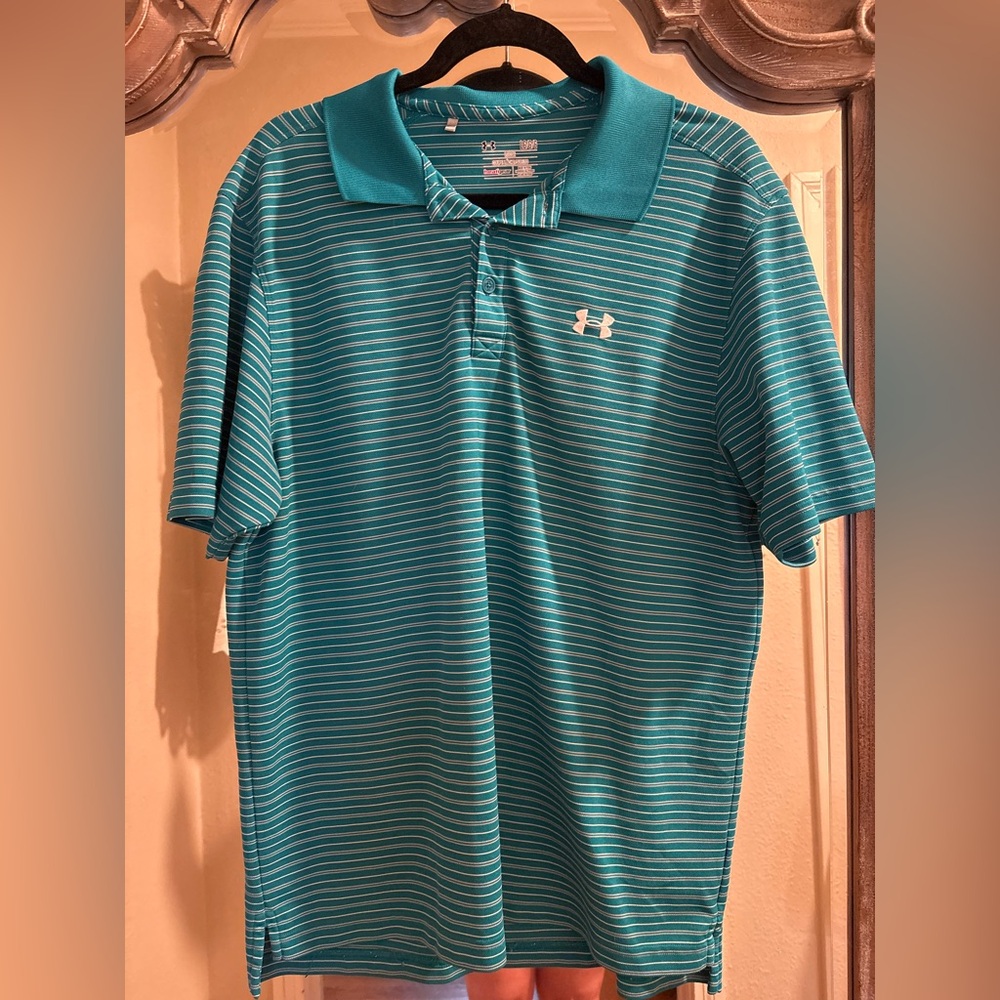 Under Armour Men's Aqua Striped Polo Shirt